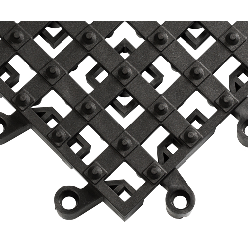 ErgoDeck® Matting With Integrated No-Slip Cleats No. 553, PVC, 1-1/2' W x 1-1/2' L, 7/8" Thick, Black