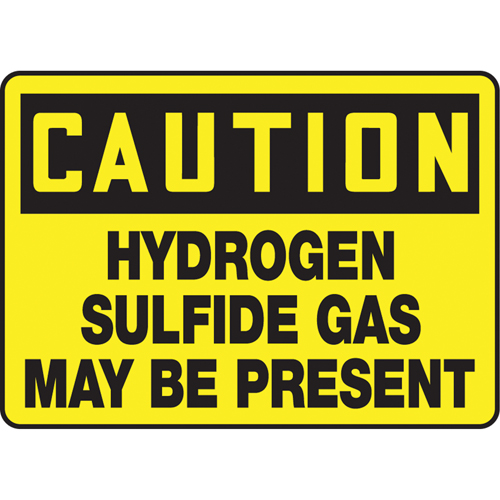"Hydrogen Sulfide Gas" Sign, 10" x 14", Aluminum, English