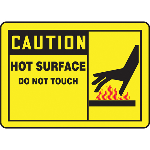 "Hot Surface" Sign, 7" x 10", Aluminum, English with Pictogram