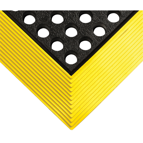 Industrial Worksafe No. 476 Mats, Slotted, 3' x 5' x 5/8", Black/Yellow, Natural Rubber