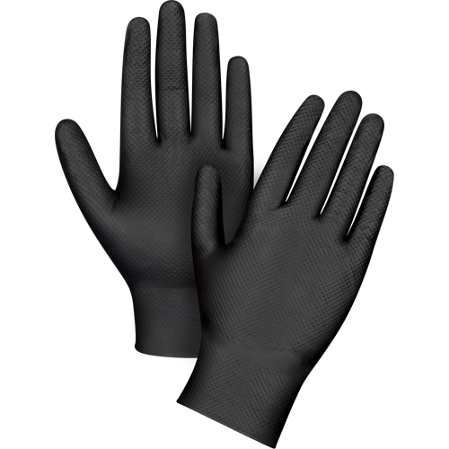 Heavyweight Tactile Grip Examination Gloves, X-Small, Nitrile, 8-mil, Powder-Free, Black