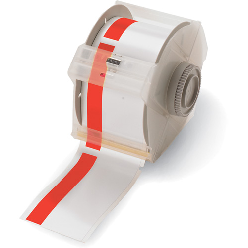 Pre-Printed Header Stripe Label Cartridge, 76 mm x 100', Orange on White