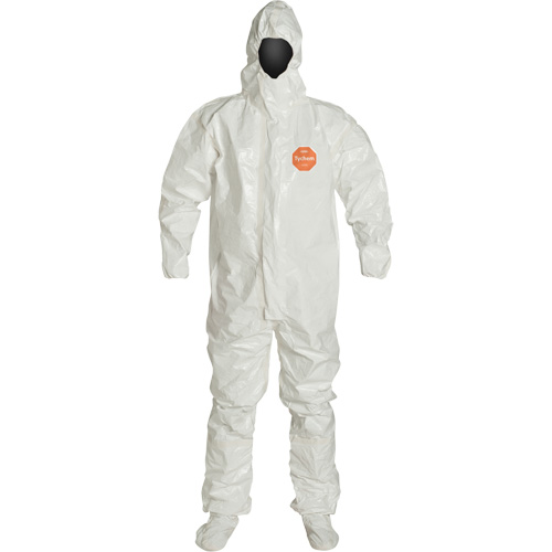 Hooded Coveralls, Tychem 4000, 2X-Large, White
