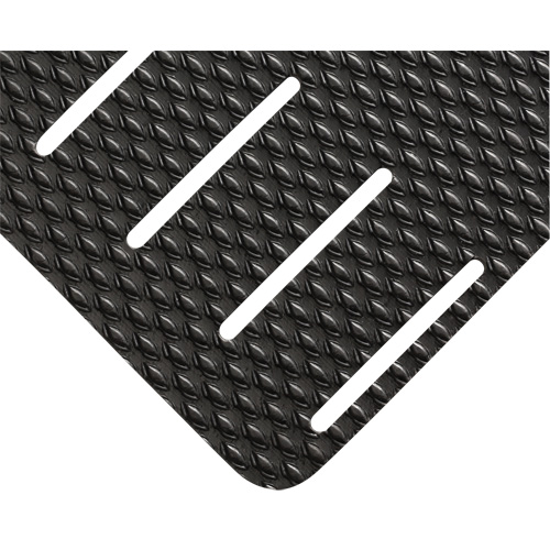 Kushion Walk Mats No.475, Slotted, 2' x 5' x 3/8", Black, PVC