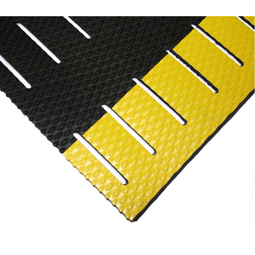 Kushion Walk Mats No.475, Slotted, 2' x 5' x 3/8", Black/Yellow, PVC
