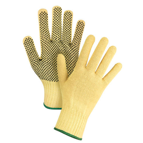 Dotted Seamless String Knit Gloves, Size Medium/8, 7 Gauge, PVC Coated, Kevlar® Shell, ASTM ANSI Level A2/EN 388 Level 3