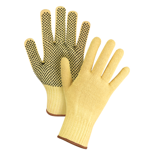 Dotted Seamless String Knit Gloves, Size Large/9, 7 Gauge, PVC Coated, Kevlar® Shell, ASTM ANSI Level A2/EN 388 Level 3