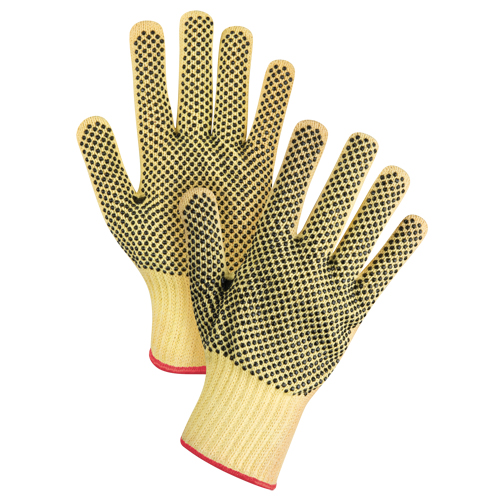 Double-Sided Dotted Seamless String Knit Gloves, Size Small/7, 7 Gauge, PVC Coated, Kevlar® Shell, ASTM ANSI Level A2/EN 388 Level 3