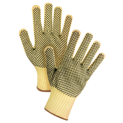 Double-Sided Dotted Seamless String Knit Gloves, Size Large/9, 7 Gauge, PVC Coated, Kevlar® Shell, ASTM ANSI Level A2/EN 388 Level 3