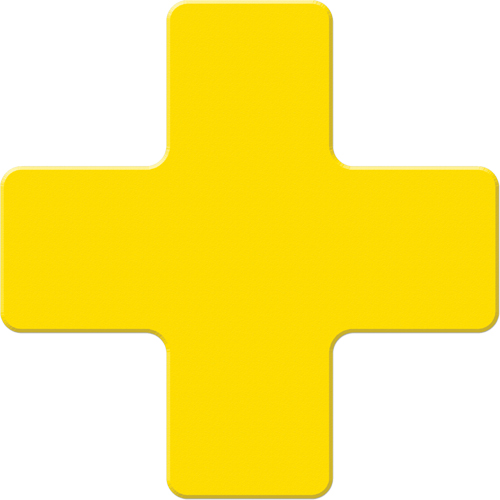 Armor Stripe Lean/5S Markers, Cross, 6" L x 6" W, Yellow, Plastic