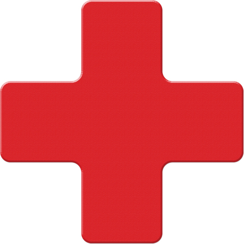 Armor Stripe Lean/5S Markers, Cross, 6" L x 6" W, Red, Plastic