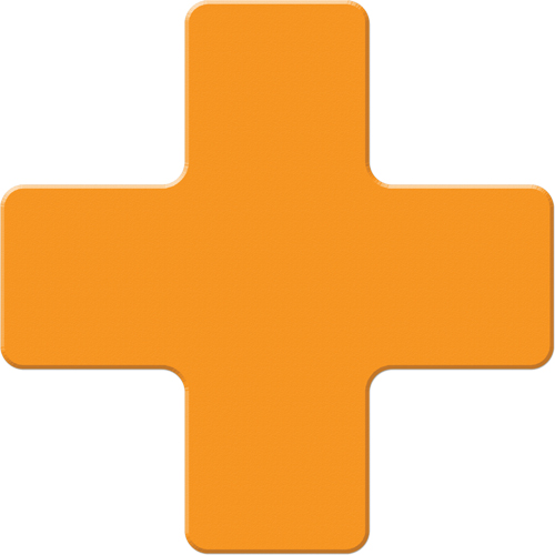 Armor Stripe Lean/5S Markers, Cross, 6" L x 6" W, Orange, Plastic