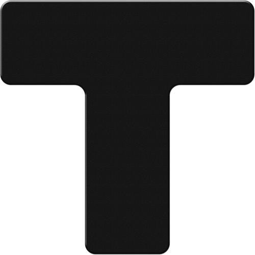 Armor Stripe Lean/5S Markers, T, 6" L x 6" W, Black, Plastic