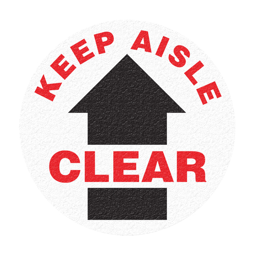 "Keep Aisle Clear" Floor Sign, Adhesive, English with Pictogram