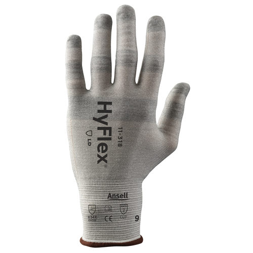 HyFlex® 11-318 Cut Resistant Gloves, Size Medium/8, 18 Gauge, Dyneema® Shell, ANSI/ISEA 105 Level 2