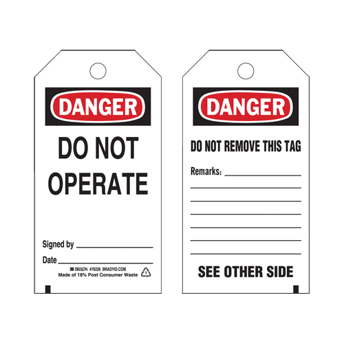 Lockout Tags, Plastic, 3" W x 5-3/4" H, English