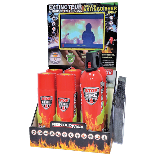 Carton Display Stand With Extinguishers, ABC/K, 1.5 lbs. & 2 lbs. Capacity - Fire Extinguishers - SGC462