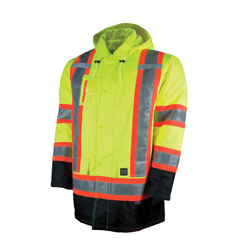 Lined Safety Parka, High Visibility Lime-Yellow, Large, CSA Z96 Class 2 - Level 2