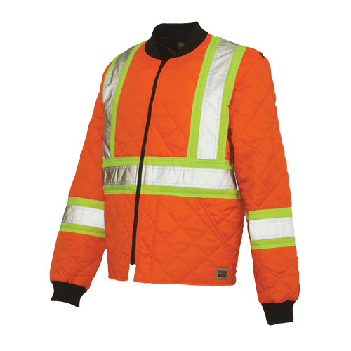 Quilted Safety Jacket, Polyester, High Visibility Orange, Medium