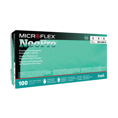 NEOPRO® Gloves, Large, Neoprene, 5.1-mil, Powder-Free, Green, Class 2 - Disposable Gloves - SGH313