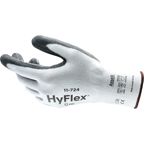 HyFlex® 11-724 Cut-Resistant Gloves, Size 7, 13 Gauge, Polyurethane Coated, Intercept™ Shell, ANSI/ISEA 105 Level 2