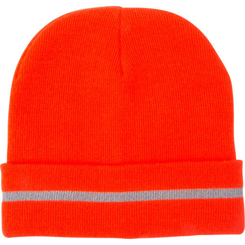 High Visibility Knit Hat with Reflective Stripe, High Visibility Orange, Acrylic - High Visibility Hat - SGI135