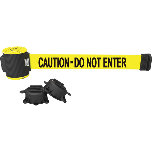 Wall Mount Barrier, Plastic, Magnetic Mount, 30', Yellow Tape