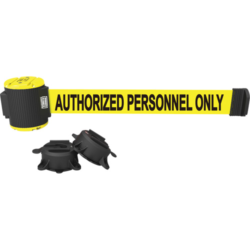 Wall Mount Barrier, Plastic, Magnetic Mount, 30', Yellow Tape