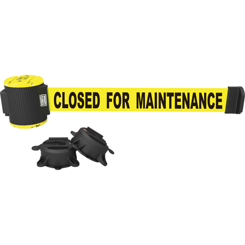 Wall Mount Barrier, Plastic, Magnetic Mount, 30', Yellow Tape