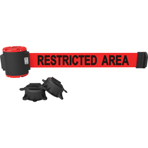 Wall Mount Barrier, Plastic, Magnetic Mount, 30', Red Tape
