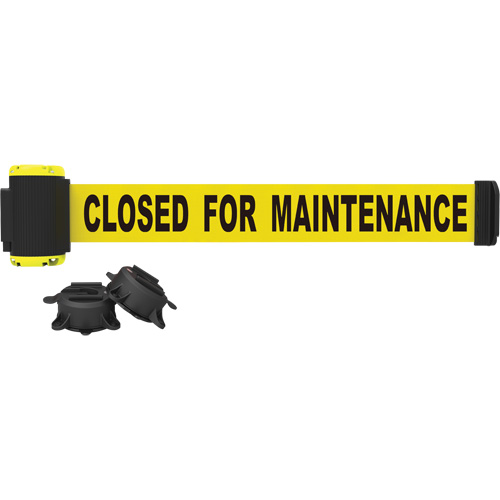 Wall Mount Barrier, Plastic, Magnetic Mount, 7', Yellow Tape