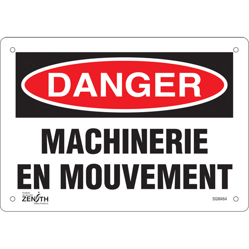 "Machinerie en Mouvement" Sign, 7" x 10", Plastic, French