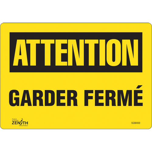 "Garder Fermé" Sign, 7" x 10", Vinyl, French