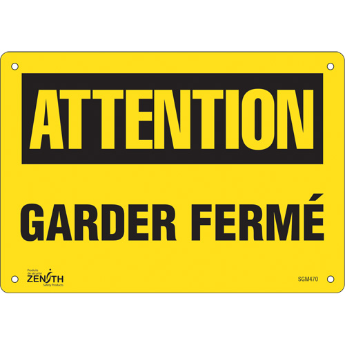 "Garder Fermé" Sign, 7" x 10", Plastic, French