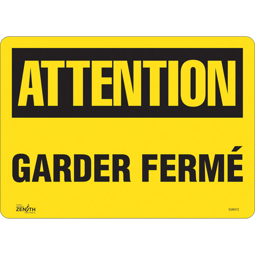 "Garder Fermé" Sign, 7" x 14", Vinyl, French