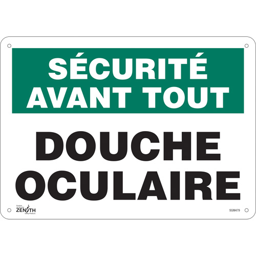 "Douche Oculaire" Sign, 10" x 14", Plastic, French