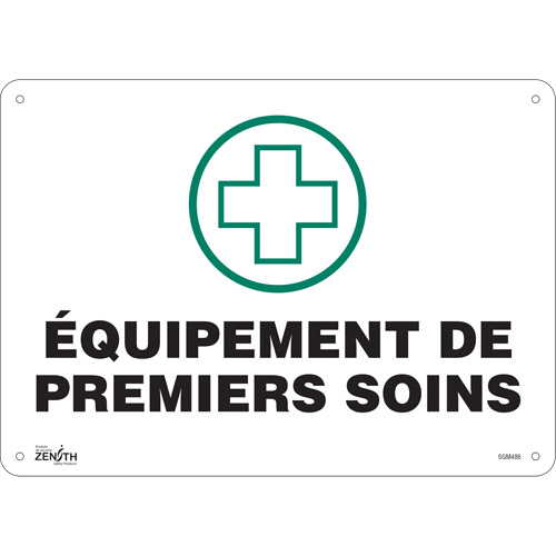 "Premiers Soins" Sign, 10" x 14", Aluminum, French with Pictogram