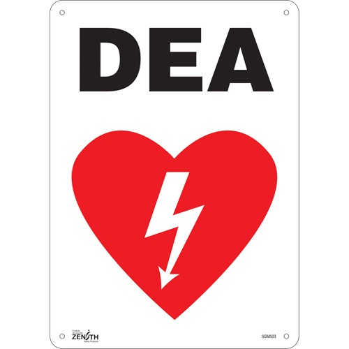 "DEA" Sign, 14" x 10", Plastic, French with Pictogram