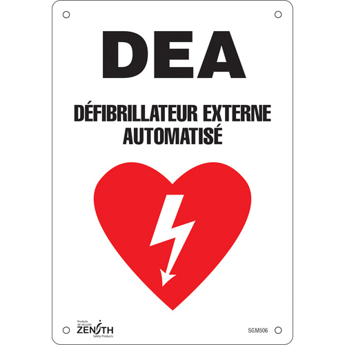 "DEA" Sign, 10" x 7", Plastic, French with Pictogram