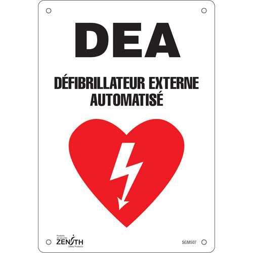 "DEA" Sign, 10" x 7", Aluminum, French with Pictogram
