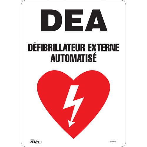 "DEA" Sign, 14" x 10", Vinyl, French with Pictogram
