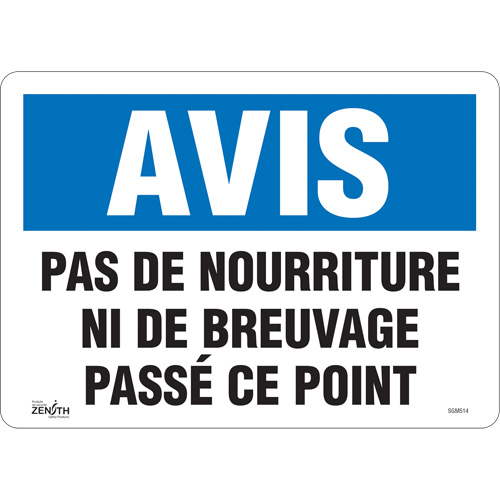 "Pas de Nourriture" Sign, 10" x 14", Vinyl, French