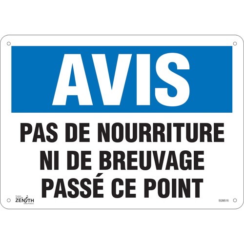 "Pas de Nourriture" Sign, 10" x 14", Aluminum, French