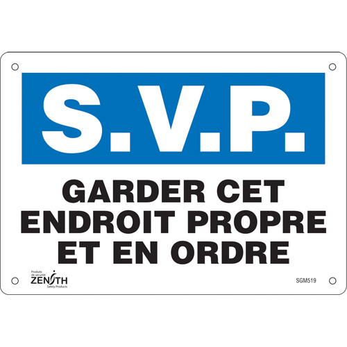 "Garder cet Endroit Propre" Sign, 7" x 10", Aluminum, French