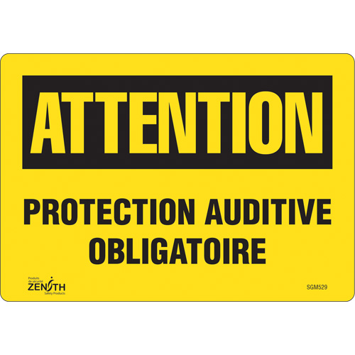 "Protection Auditive Obligatoire" Sign, 7" x 10", Vinyl, French