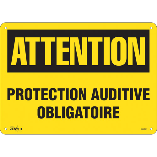 "Protection Auditive Obligatoire" Sign, 10" x 14", Aluminum, French