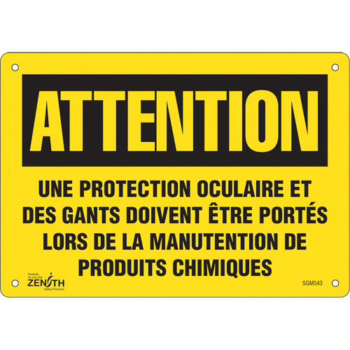 "Protection Oculaire" Sign, 7" x 10", Aluminum, French