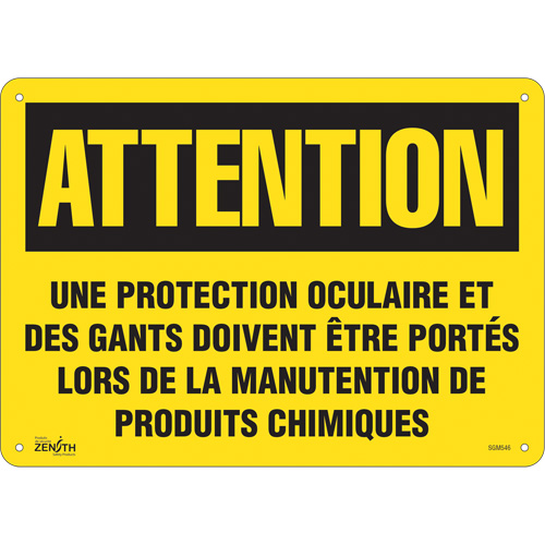 "Protection Oculaire" Sign, 10" x 14", Aluminum, French
