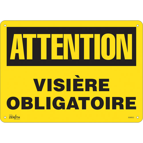 "Visière Obligatoire" Sign, 10" x 14", Aluminum, French