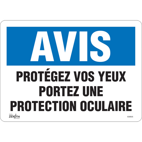 "Protégez vos Yeux" Sign, 10" x 14", Vinyl, French